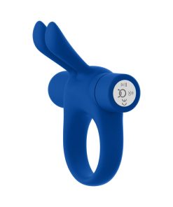 Forto Bunny Rechargeable Silicone Vibrating Cockring With Stimulating Ears Blue
