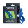 Forto Pointer Rechargeable Silicone Vibrating Dual Cockring With External Stimulator Blue