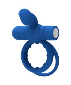 Forto Pointer Rechargeable Silicone Vibrating Dual Cockring With External Stimulator Blue