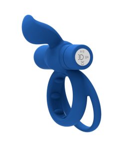 Forto Pointer Rechargeable Silicone Vibrating Dual Cockring With External Stimulator Blue