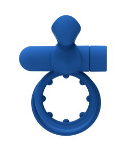 Forto Pointer Rechargeable Silicone Vibrating Dual Cockring With External Stimulator Blue