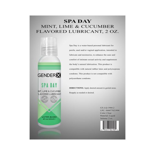 Gender X Spa Day Mint, Lime & Cucumber Flavored Water-Based Lubricant 2 Oz. - Image 3