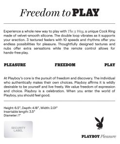 Playboy The 3 Way Rechargeable Remote Controlled Vibrating Silicone Cockring With Stimulator Black