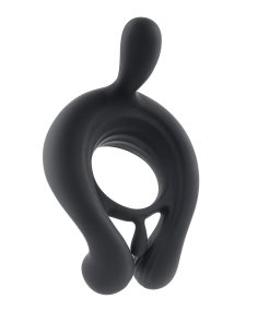 Playboy Triple Play Vibrating Cockring With Stimulator Black
