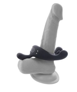 Playboy Triple Play Vibrating Cockring With Stimulator Black