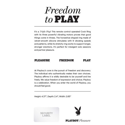 Playboy Triple Play Vibrating Cockring With Stimulator Black - Image 14