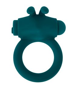Playboy Bunny Buzzer Rechargeable Vibrating Silicone Cockring With Stimulator Deep Teal