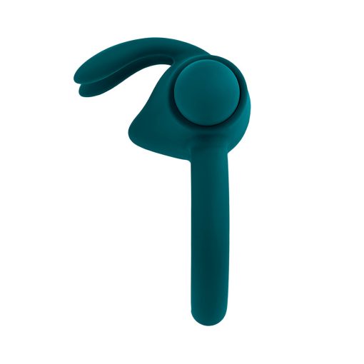 Playboy Bunny Buzzer Rechargeable Vibrating Silicone Cockring With Stimulator Deep Teal - Image 5