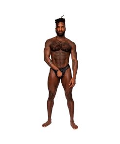 Male Power Sassy Lace Open Ring Thong Black S/M