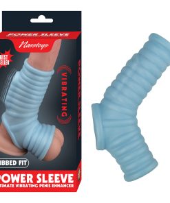 Nasstoys Power Sleeve Ribbed Fit Vibrating Penis Enhancer Blue