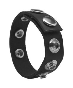 Rock Solid Adjustable Leather 5-Snap Cock Ring Black