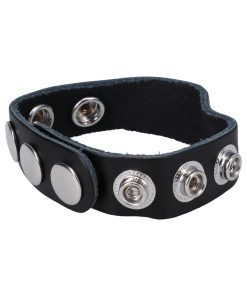 Rock Solid Adjustable Leather 5-Snap Cock Ring Black