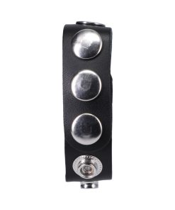 Rock Solid Adjustable Leather 5-Snap Cock Ring Black