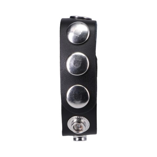Rock Solid Adjustable Leather 5-Snap Cock Ring Black - Image 5