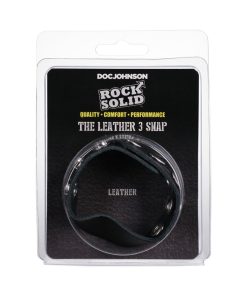 Rock Solid Adjustable Leather 5-Snap Cock Ring Black