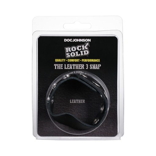 Rock Solid Adjustable Leather 5-Snap Cock Ring Black - Image 7