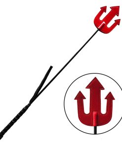 Rouge Leather Devil Riding Crop Red