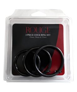 Rouge Stainless Steel 3 Piece Cock Ring Set (45/50/55Mm) Black