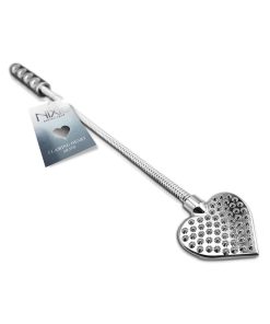 Nixie Metal Riding Crop Flaming Heart