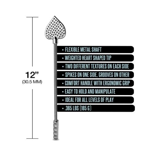 Nixie Metal Riding Crop Flaming Heart - Image 4