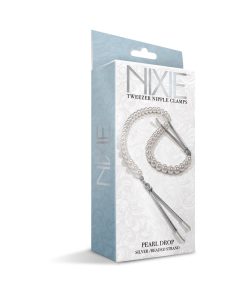 Nixie Pearl Drop Beaded Tweezer Nipple Clamps Silver