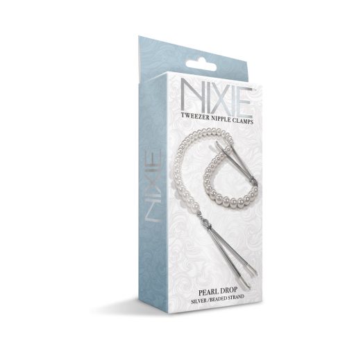 Nixie Pearl Drop Beaded Tweezer Nipple Clamps Silver - Image 4