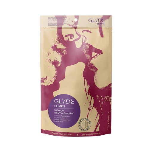 glyde slimfit latex condoms 36 pack snug fit vegan certified chemical free protection