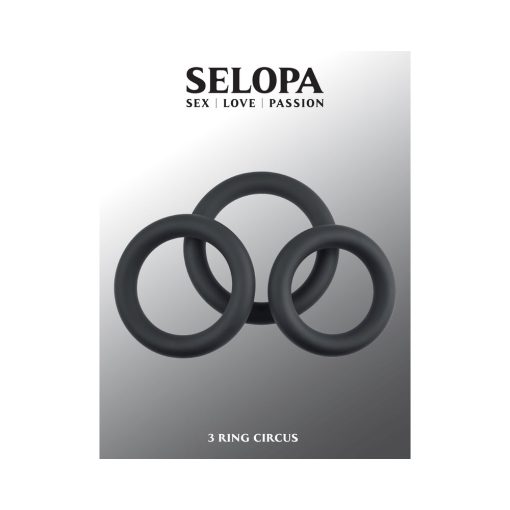 Selopa 3 Ring Circus Cock Ring Set Silicone Black - Image 11