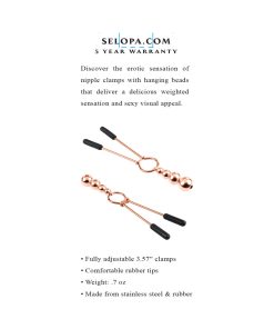 Selopa Beaded Nipple Clamps Stainless Steel Rose Gold
