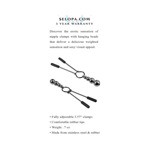 Selopa Beaded Nipple Clamps Stainless Steel Black Chrome - Image 6
