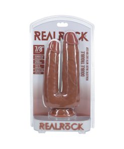 Realrock Double Trouble 7 In. / 8 In. Dildo Tan