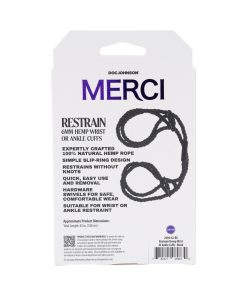 Merci Restrain 6Mm Hemp Wrist Or Ankle Cuffs Black