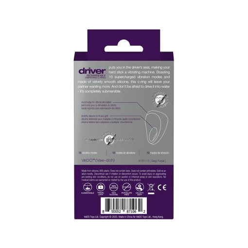 Vedo Driver Rechargeable Vibrating C-Ring Purple - Image 8