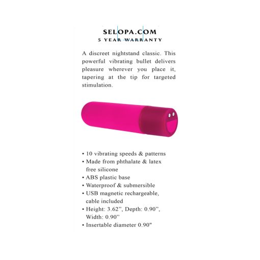 Selopa Tiny Temptation Rechargeable Silicone Bullet Vibrator Pink - Image 6