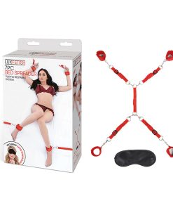 Lux Fetish Bed Spreader 7-Piece Restraint Set Red
