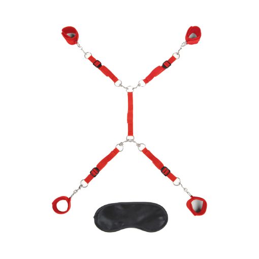 Lux Fetish Bed Spreader 7-Piece Restraint Set Red - Image 2