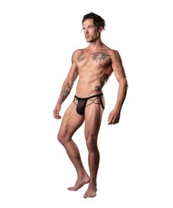 Male Power Show Stopper Jock Silver Mesh Dot L/Xl