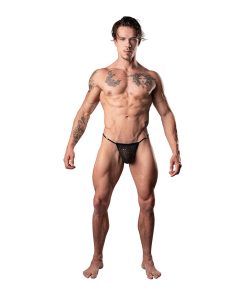 Male Power Show Stopper Posing Strap Silver Mesh Dot O/S