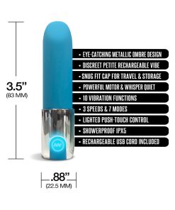 Nixie Smooch Rechargeable Lipstick Vibrator Blue Ombre