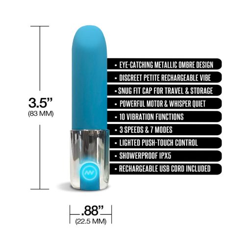 Nixie Smooch Rechargeable Lipstick Vibrator Blue Ombre - Image 4