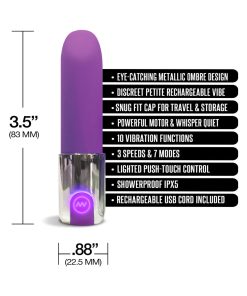 Nixie Smooch Rechargeable Lipstick Vibrator Purple Ombre