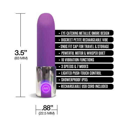 Nixie Smooch Rechargeable Lipstick Vibrator Purple Ombre - Image 4
