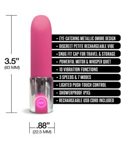 Nixie Smooch Rechargeable Lipstick Bullet Vibrator Pink Ombre