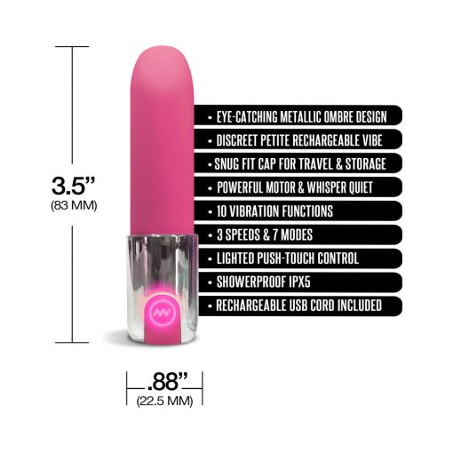 Nixie Smooch Rechargeable Lipstick Bullet Vibrator Pink Ombre - Image 4