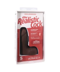 The Realistic Cock 5 In. Ultraskyn Vac-U-Lock Dildo With Balls Chocolate