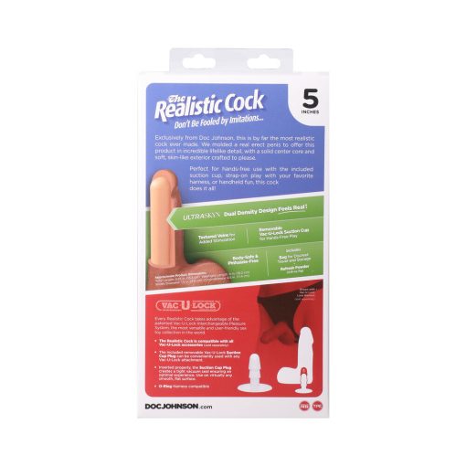 The Realistic Cock 5 In. Ultraskyn Vac-U-Lock Dildo With Balls Chocolate - Image 10