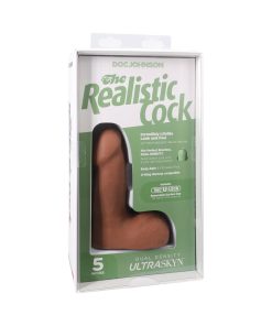 The Realistic Cock 5 In. Ultraskyn Vac-U-Lock Dildo With Balls Caramel