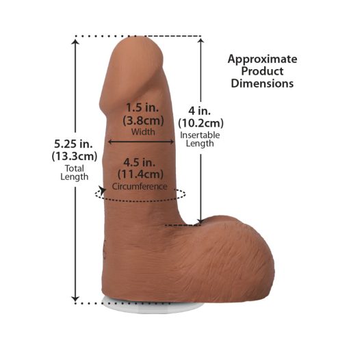 The Realistic Cock 5 In. Ultraskyn Vac-U-Lock Dildo With Balls Caramel - Image 7