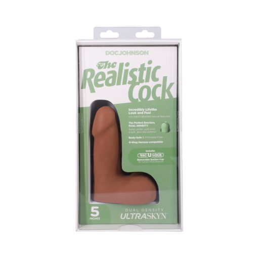 The Realistic Cock 5 In. Ultraskyn Vac-U-Lock Dildo With Balls Caramel - Image 9