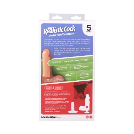 The Realistic Cock 5 In. Ultraskyn Vac-U-Lock Dildo With Balls Caramel - Image 10